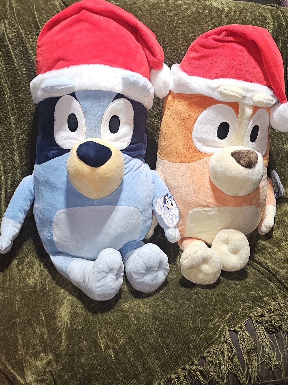 NWT Giant 33" Bluey & Bingo in Santa Hat Plush Lot